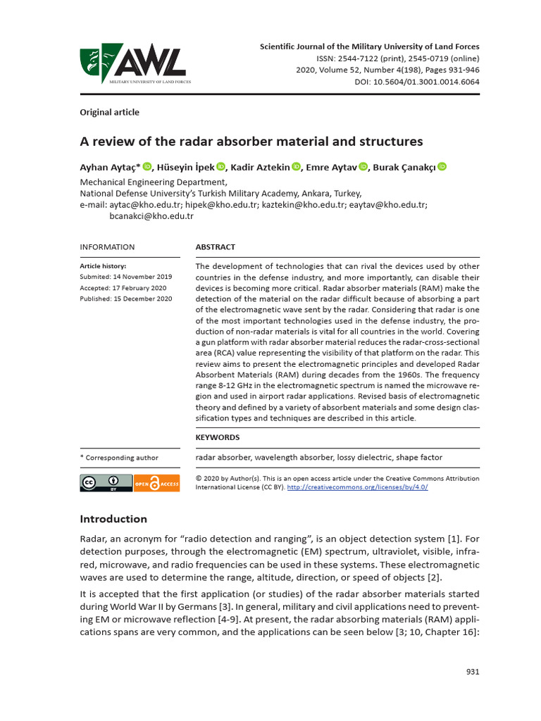Review of Radar Absorber Materials | PDF | Radar | Waves