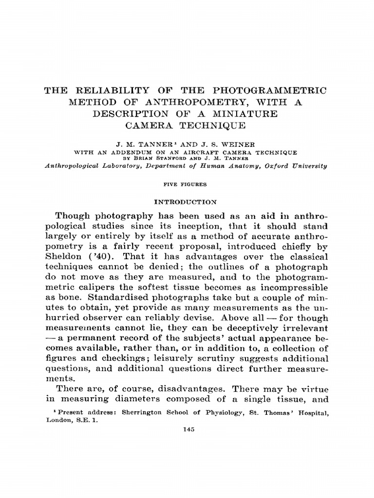 1949 The Reliability of The Photogrammetric Method of Anthropometry ...