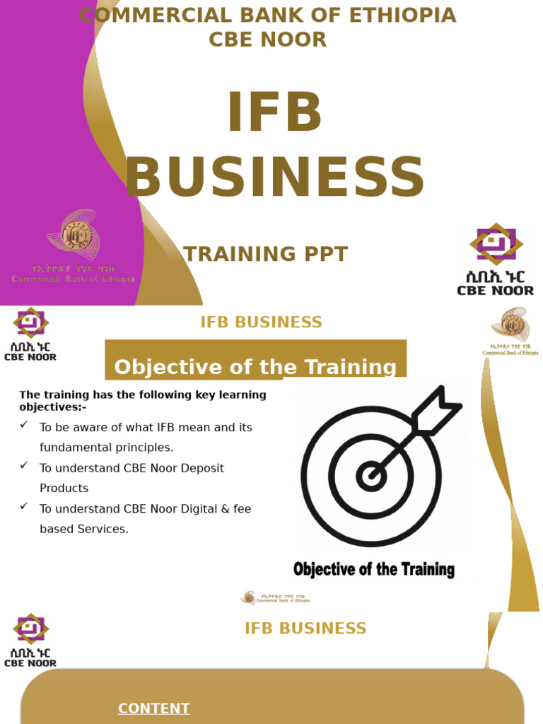 CBE Noor IFB Business Training Overview | PDF | Islamic Banking And ...