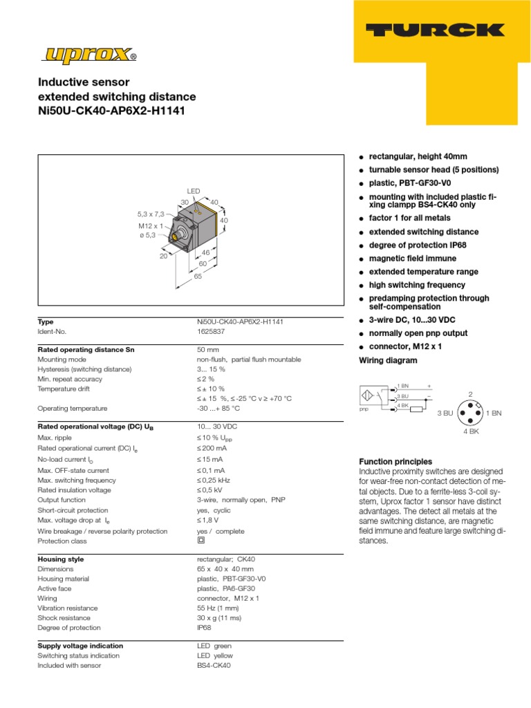 TURCK NI75U-CP80-AP6X2-H1141 3-Wire DC Inductive Proximity Sensor Switch - New