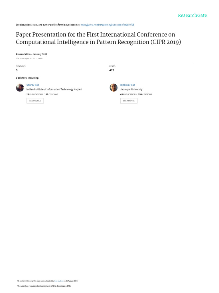 Paper Presentation For The First International Conference On ...
