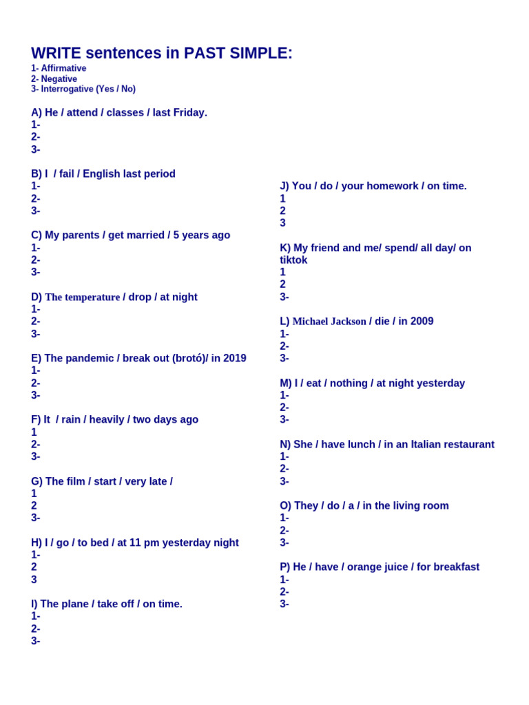 PAST SIMPLE Exercises | PDF | Language Families | Linguistic Typology