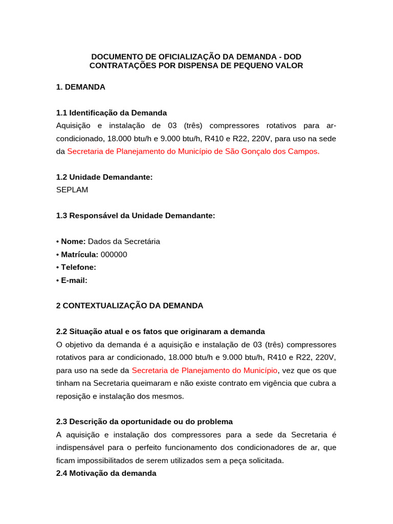 Aquisição de Compressores para SEPLAM | PDF | Tecnologia e Engenharia