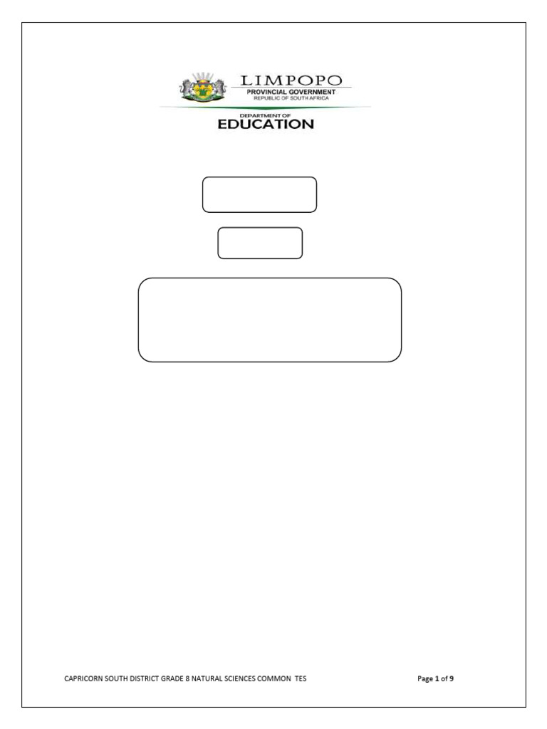 Grade 8 Natural Science Term 3 Test | PDF | Series And Parallel ...