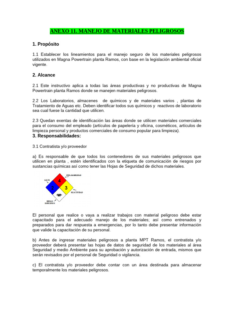 Manejo de Materiales Peligrosos | PDF | Mercancías peligrosas ...