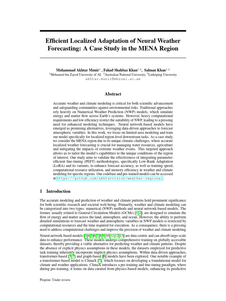 Efficient Localized Adaptation of Neural Weather Forecasting A Case ...