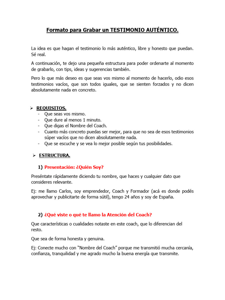 Guía para Grabar Testimonios Auténticos | PDF | Relaciones personales ...
