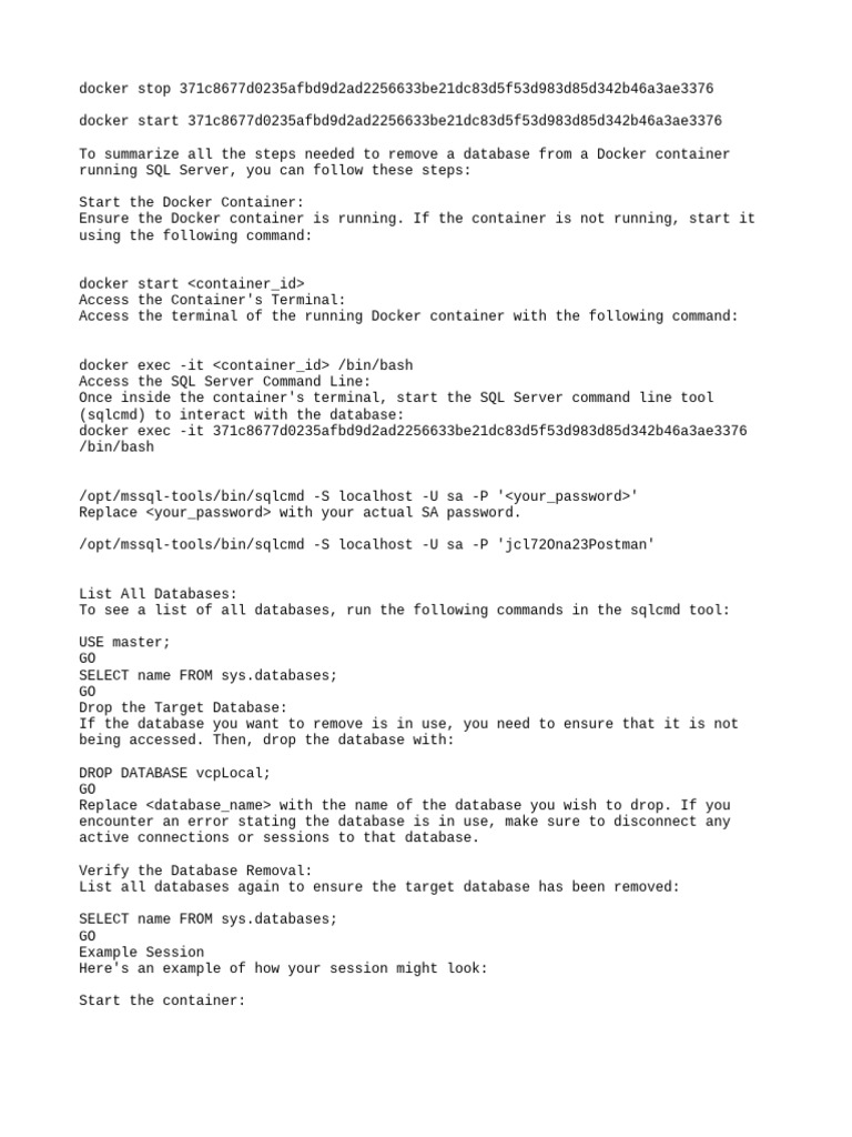 Remove The Existing Database in Docker | PDF | Databases | Data ...