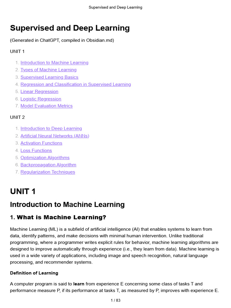 Supervised and Deep Learning | PDF | Machine Learning | Statistical ...