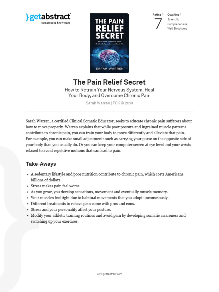 The Pain Relief Secret by Sarah Warren | PDF | Pain | Stress (Biology)