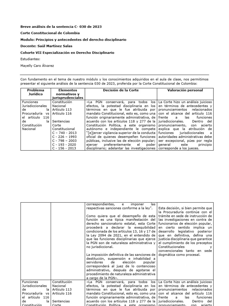 Análisis de la Sentencia C-030 de 2023 | PDF | Constitución | Jurisdicción