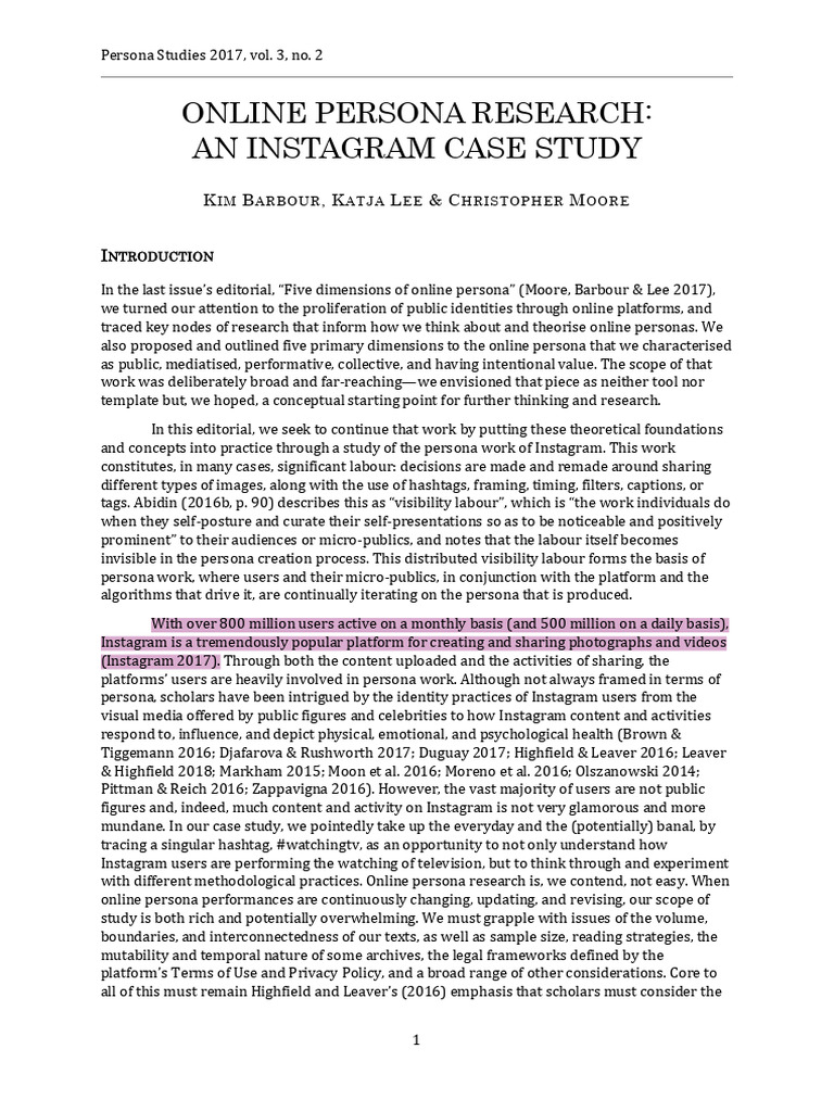 Instagram Persona Work Case Study | PDF | Image | Hashtag