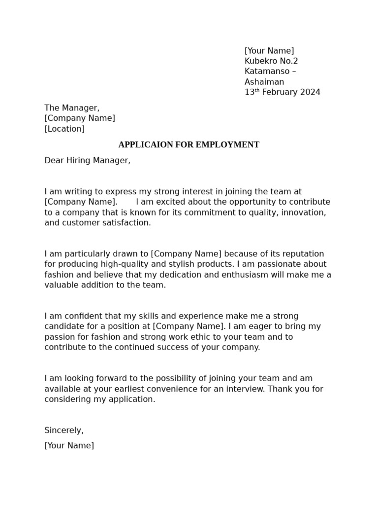 Application Letter Sample | PDF