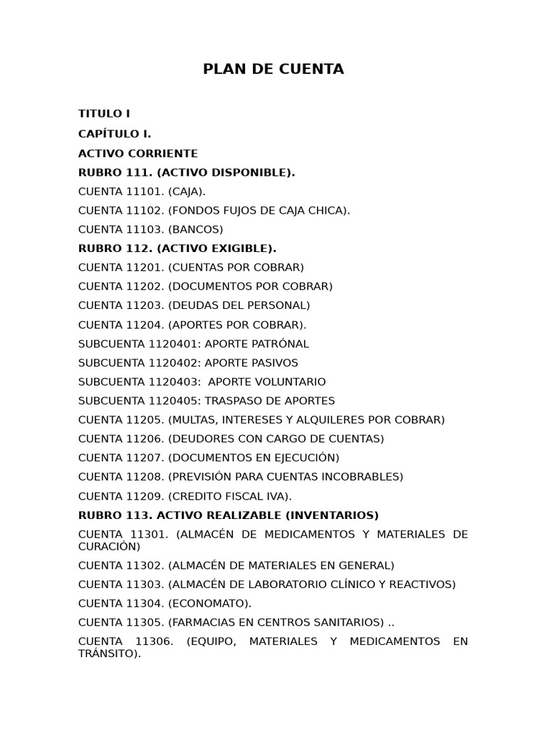 Plan de Cuentas Contables Detallado | PDF | Seguro | Pagos