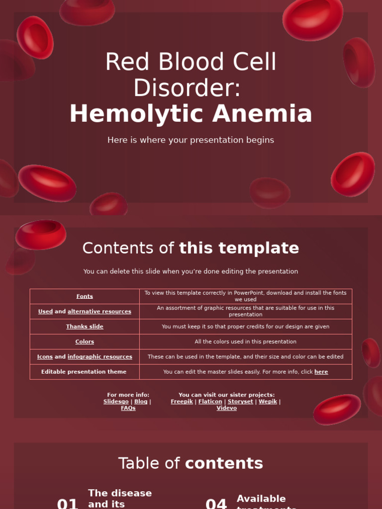 Red Blood Cell Disorder - Hemolytic Anemia by Slidesgo | PDF | Medical ...