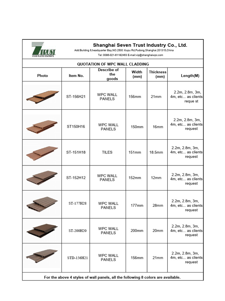 WPC Wall Panel Catalogue and Pricing | PDF