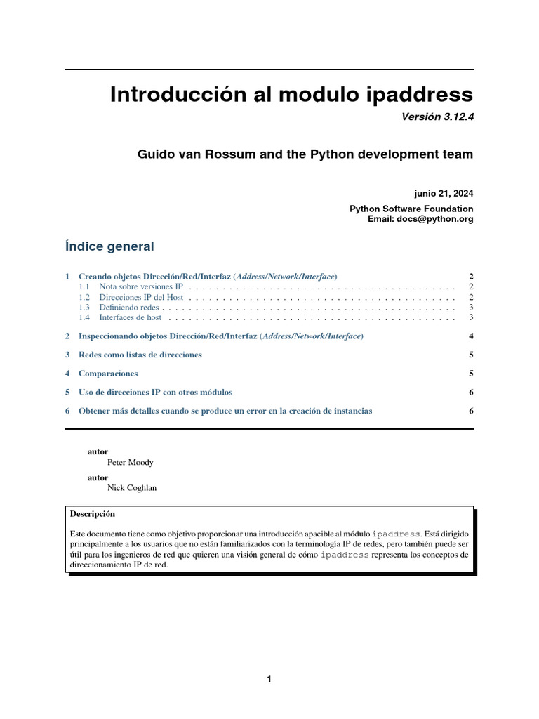Introducción al módulo ipaddress en Python | PDF | Protocolos de ...