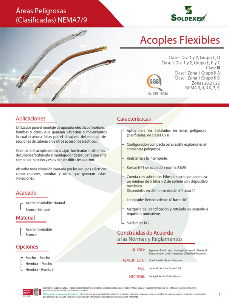 Acoples Flexibles Nema 7 Soldexel | PDF | Materiales