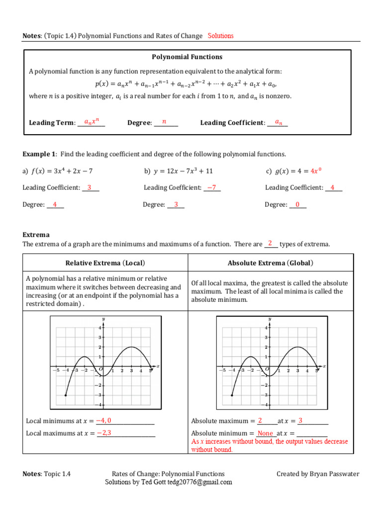 Polynomial Functions and Rates of Change | PDF | Applied Mathematics ...