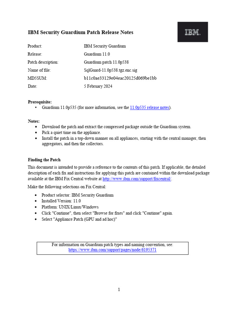 Guardium v11 0 p538 Patch Release Notes | PDF | Trademark | Software