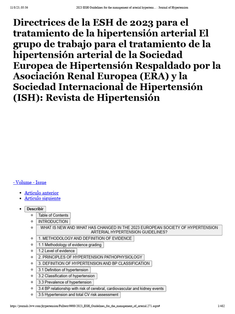 2023 ESH Hypertension Management Guidelines | PDF | Hypertension