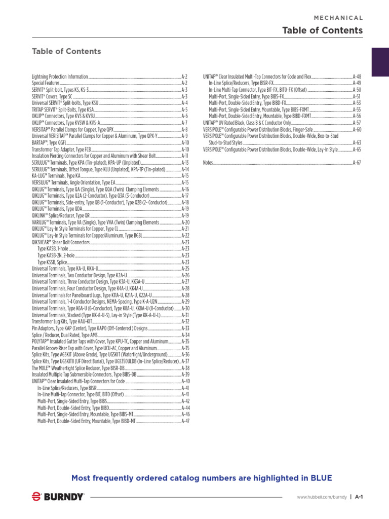 BUR SectionA Mechanical FullCatalog | PDF | Electrical Conductor ...