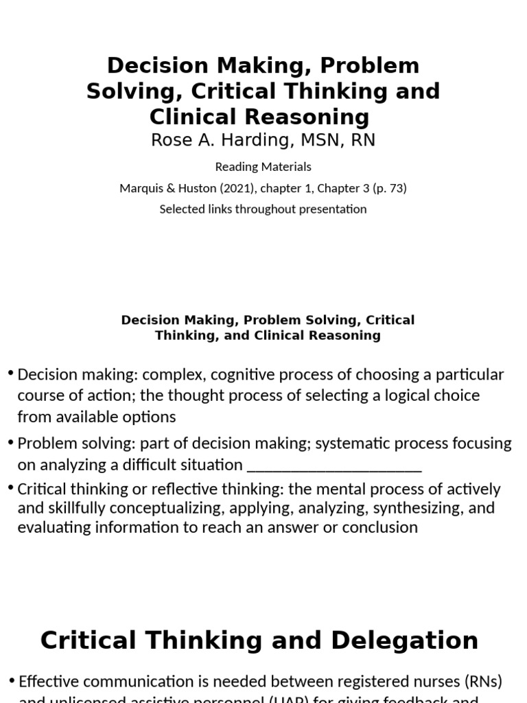 Decision Making Problem Solving Critical Thinking | PDF | Thought ...