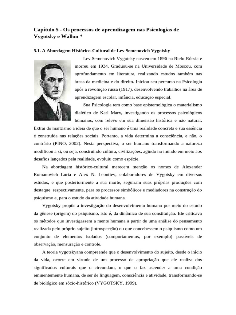 Aprendizagem nas Psicologias de Vygotsky e Wallon | PDF | Aprendizado ...