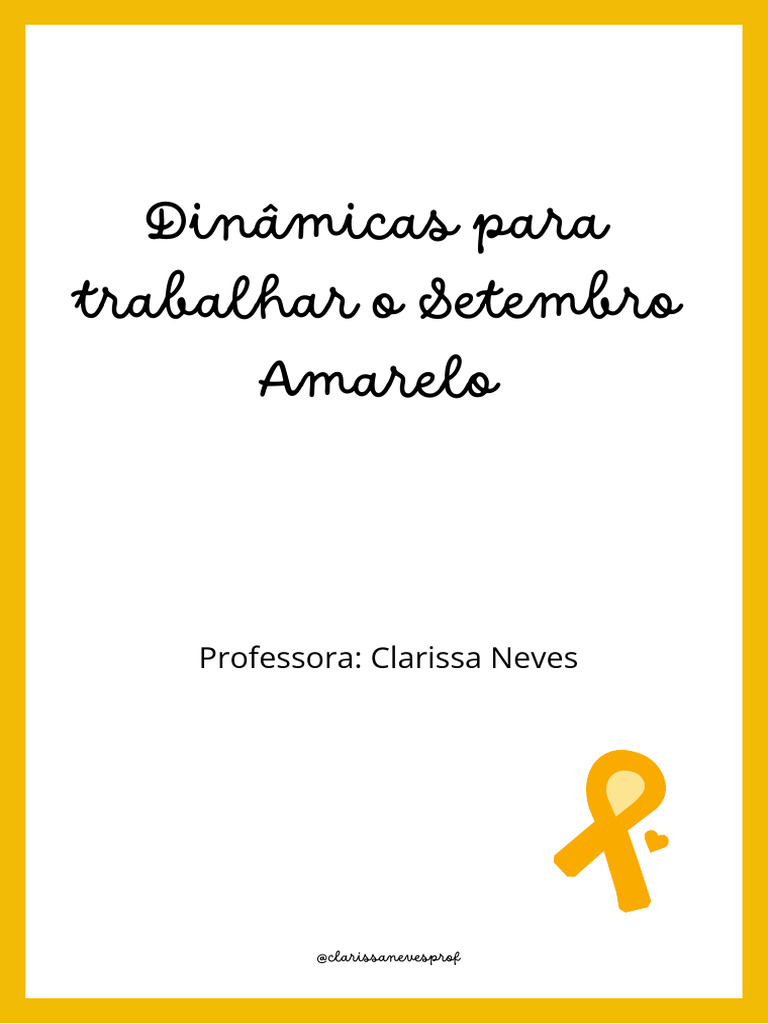 Dinâmicas para o Setembro Amarelo | PDF | Emoções | Ansiedade