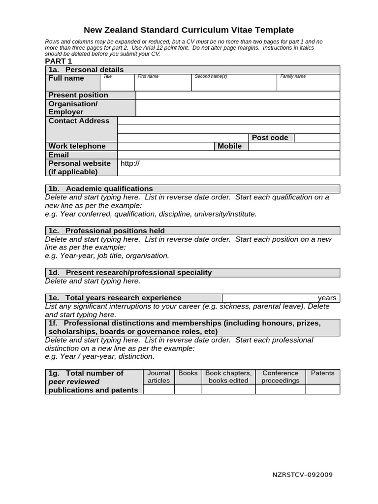 New Zealand CV Template Guide | PDF | Peer Review