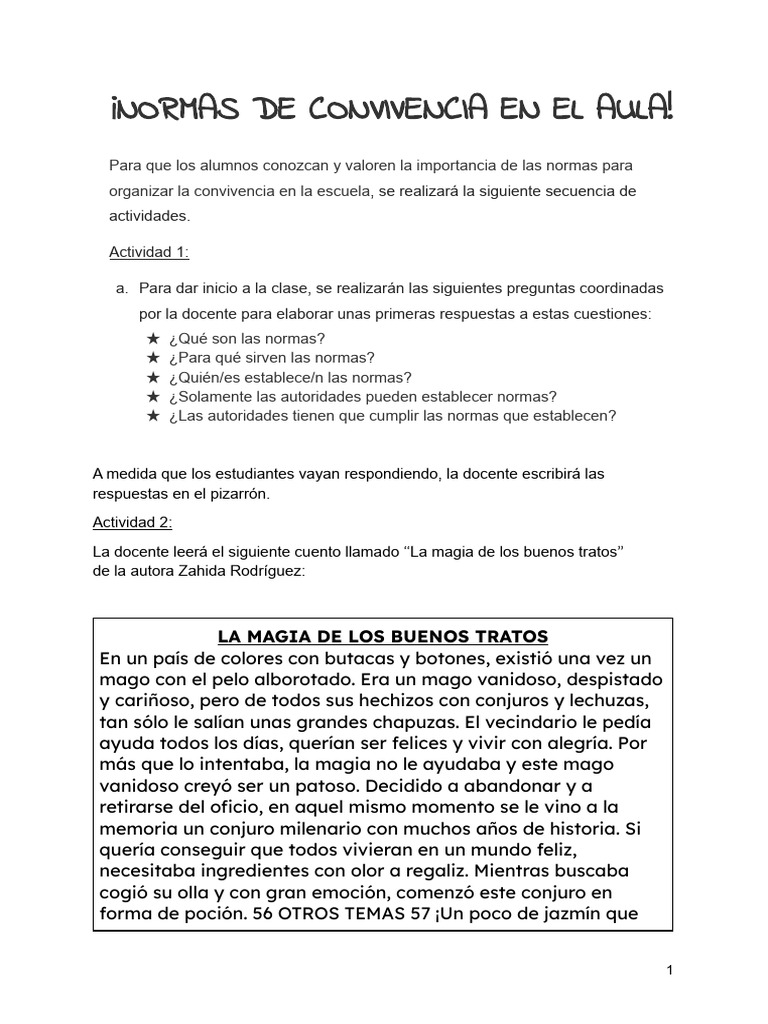 Normas de Convivencia Escolar | PDF | Relaciones personales, crianza y ...