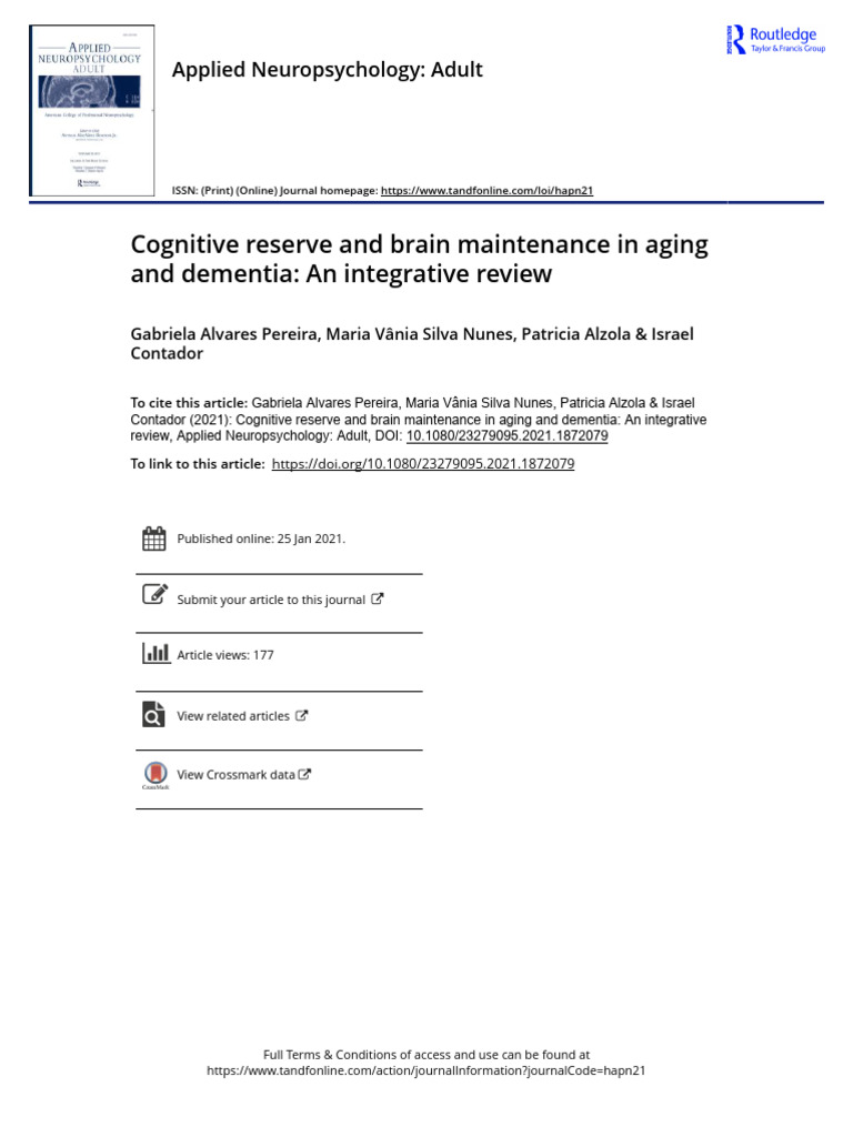 38 Cognitive Reserve and Brain Maintenance in Aging | PDF | Dementia ...