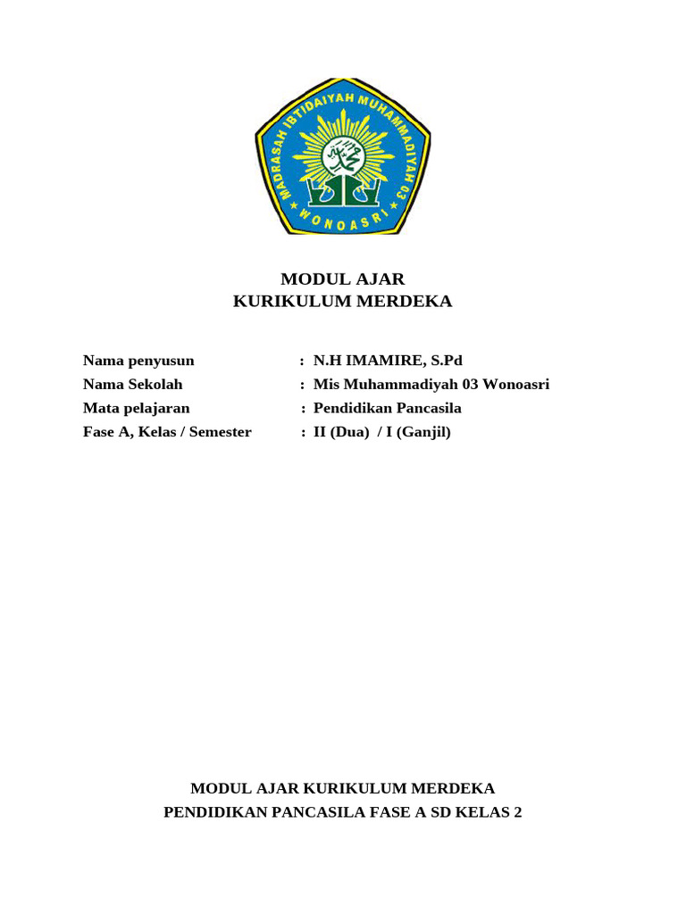 Modul Ajar Pancasila Kelas 2 SD | PDF