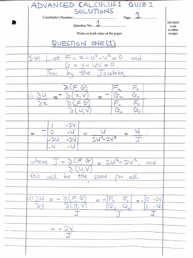 Advanced Calculus Exam Questions | PDF