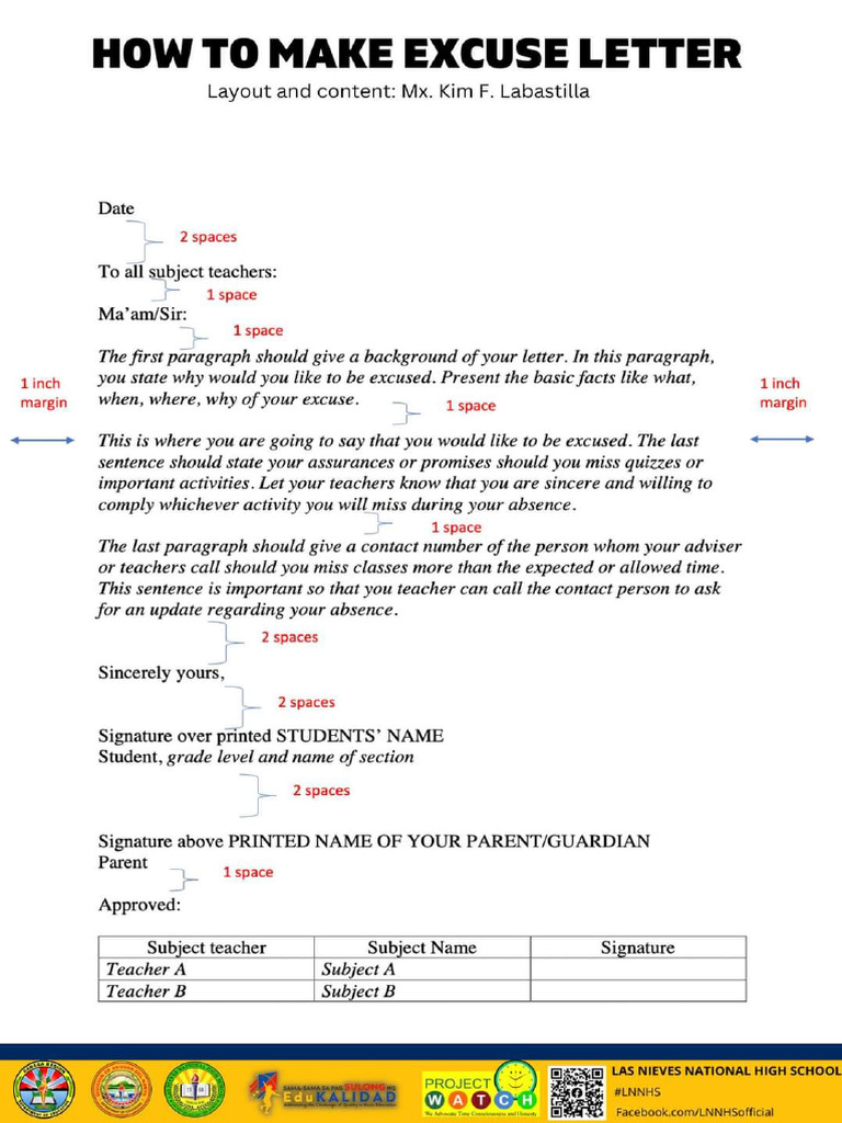 Excuse Letter Standard | PDF