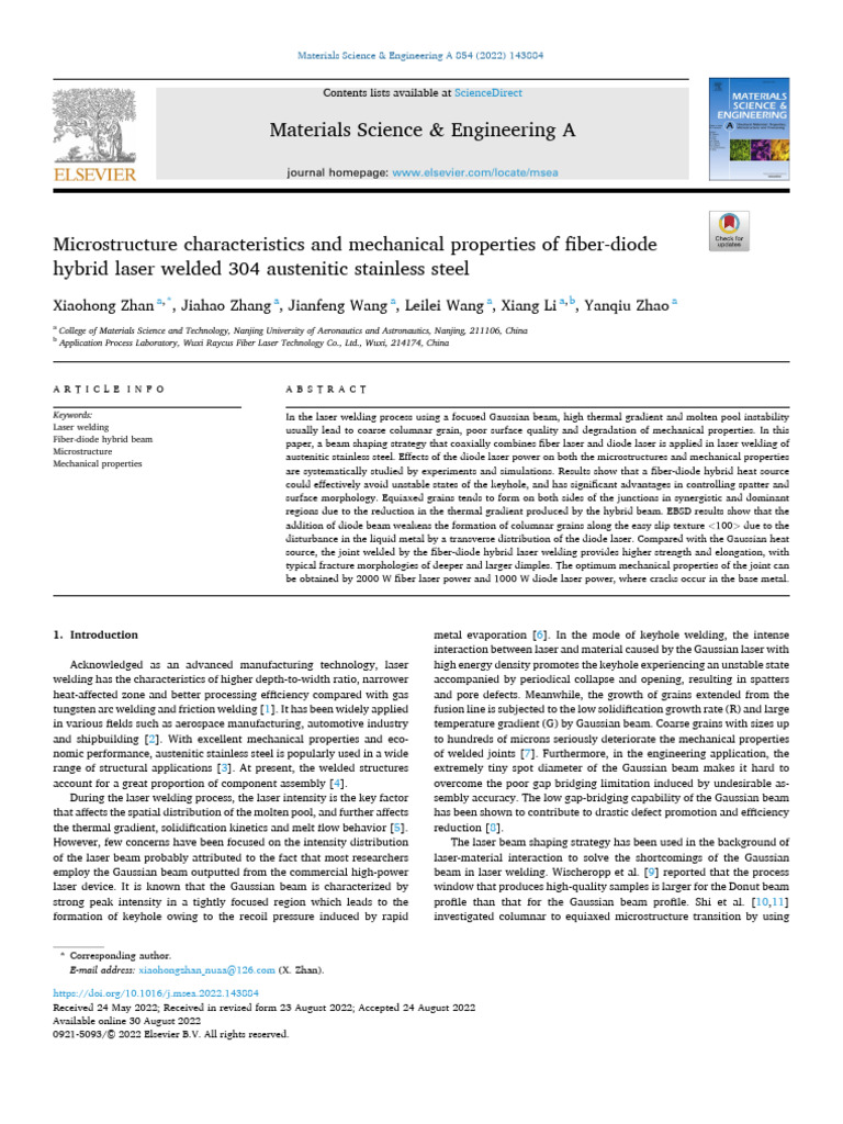 Microstructure Characteristics and Mechanical Properties of Fiber-Diode ...