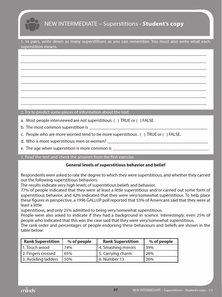 Intermediate - Superstitions - SC | PDF | Superstitions | Psychology