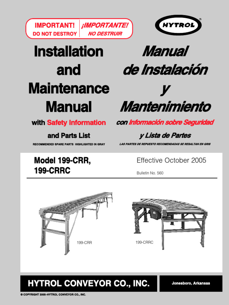 Manual de Instalacin y Mantenimiento 199-CRR | PDF