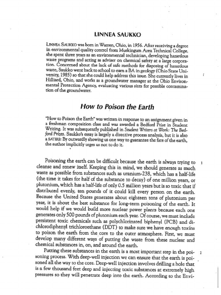 How to Poison the Earth | PDF