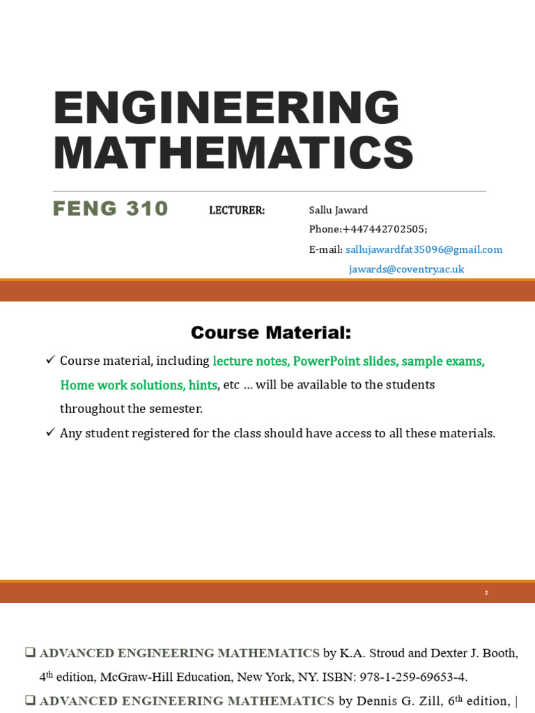 Engineering Mathematics Course Overview | PDF | Partial Differential ...
