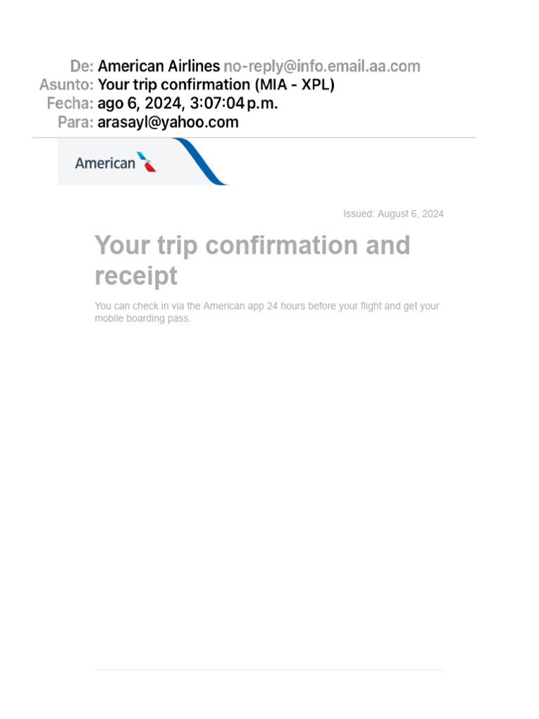 American Airlines Trip Confirmation | PDF | Baggage | Airlines