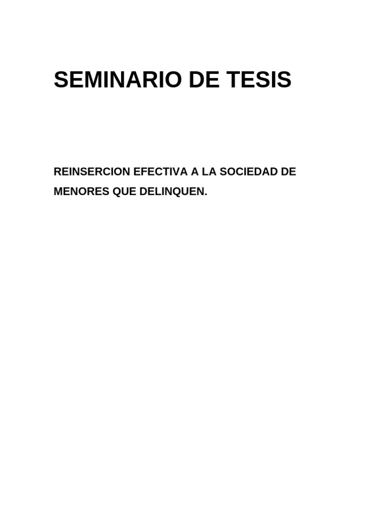 Seminario De Tesis Pdf Prisión La Delincuencia Juvenil