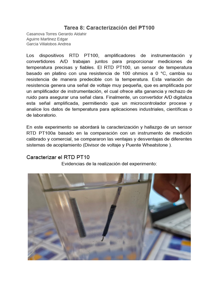 Caracterización del Sensor RTD PT100 | PDF | Resistencia Eléctrica y ...