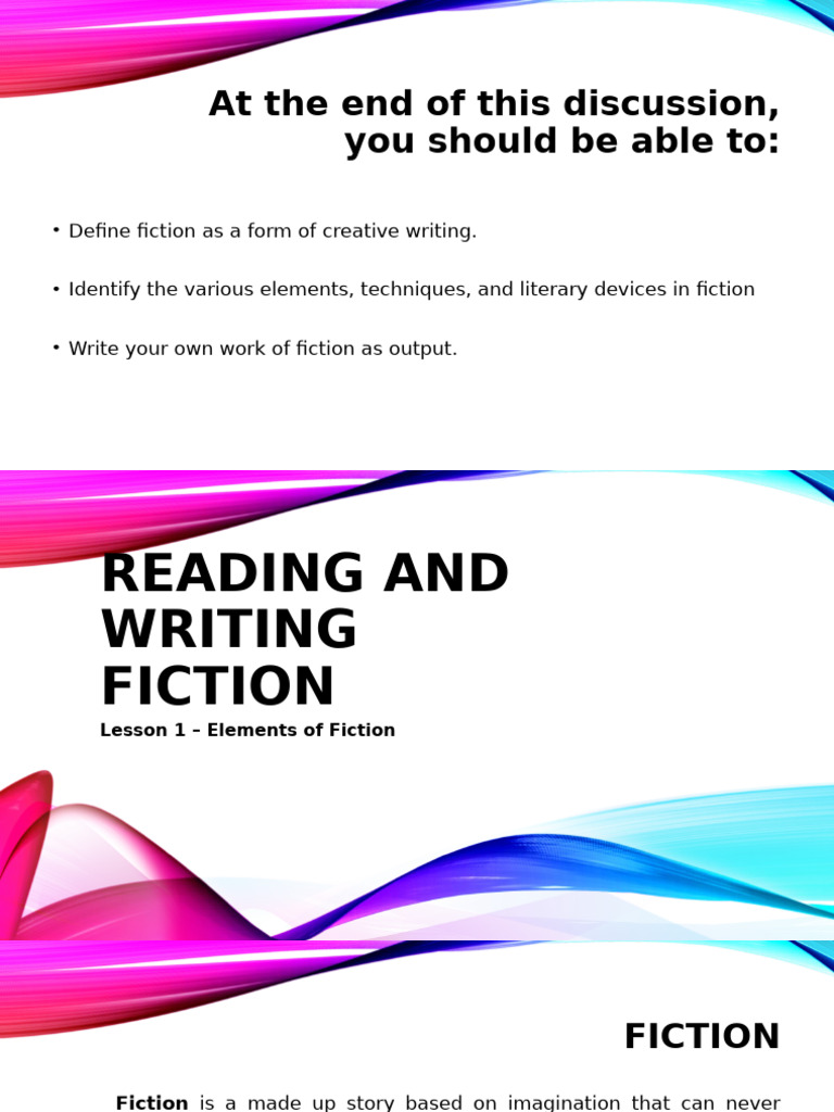 Cw q2 lesson 1 reading and writing of fiction elements of fiction