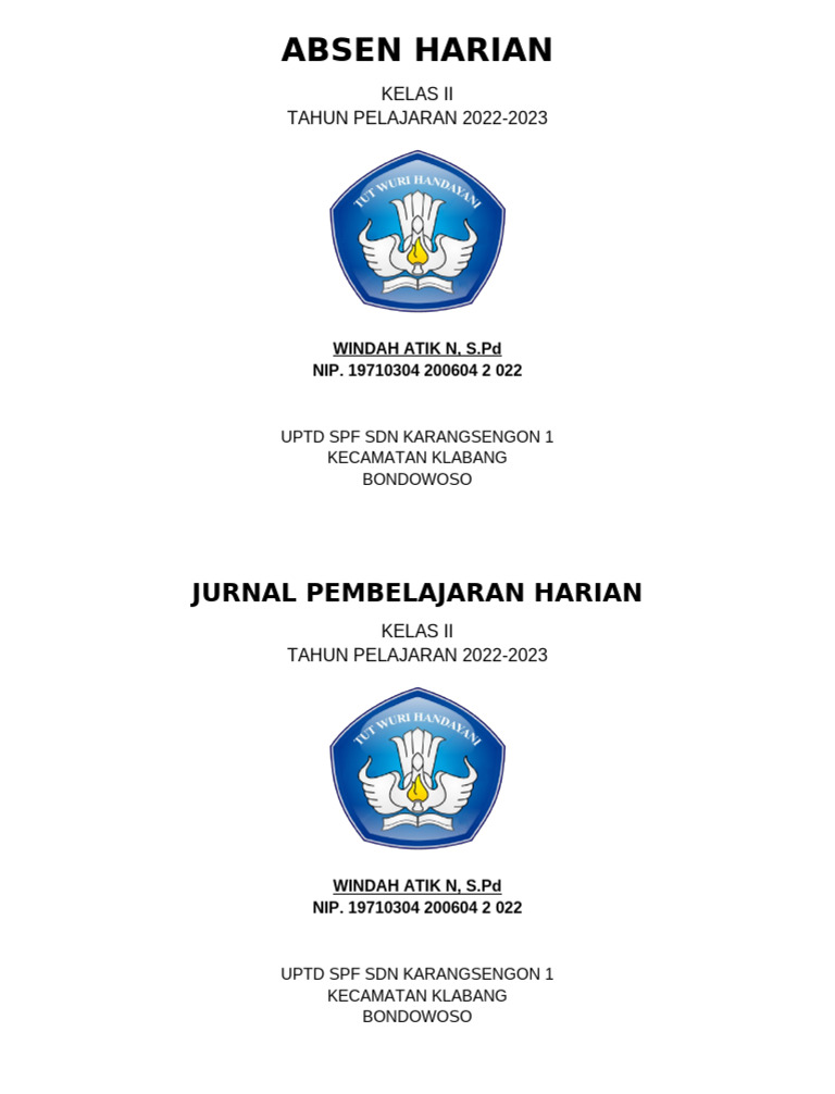 Cover Absen Harian Dan Jurnal | PDF