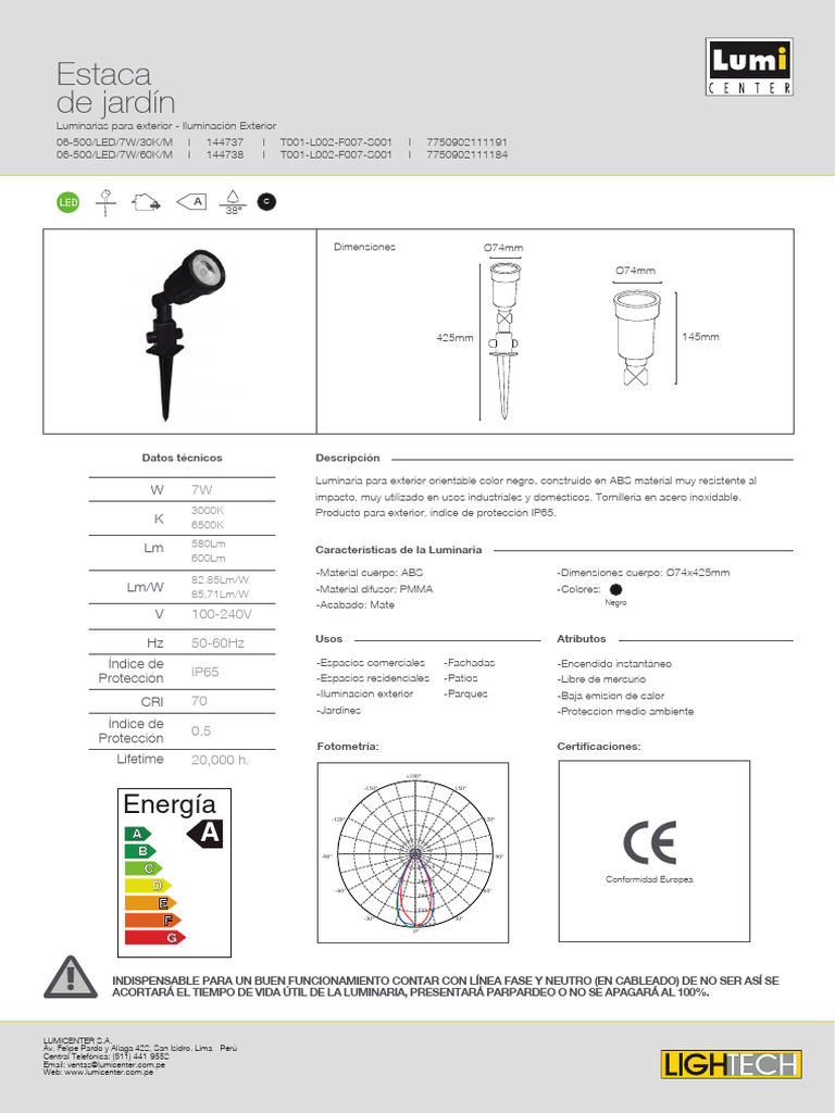 Luminaria LED Exterior 7W IP65 | PDF | Diodo emisor de luz