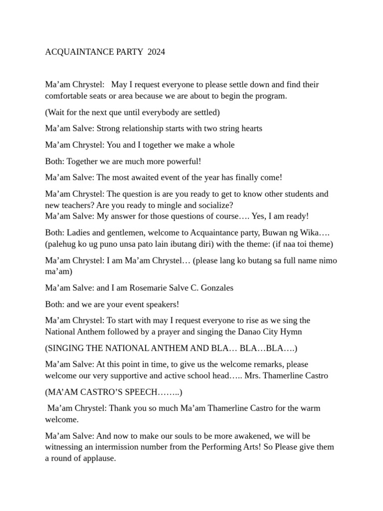 Acquaintance Script | PDF