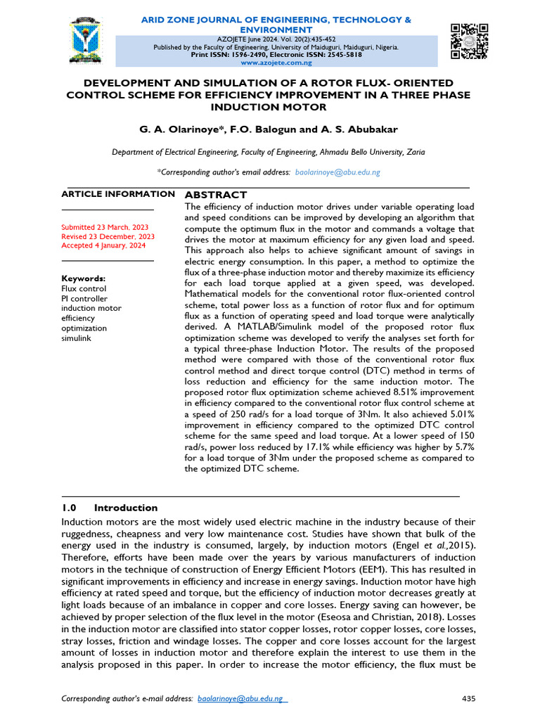 Three Phase Motor Flux Optimization | PDF | Electric Motor ...
