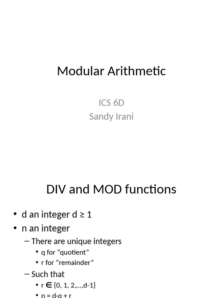 09 ModularArithmetic | PDF | Art