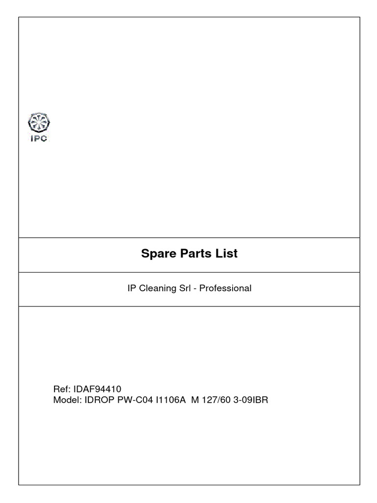 Spare Parts for IP Cleaning Model IDROP | PDF